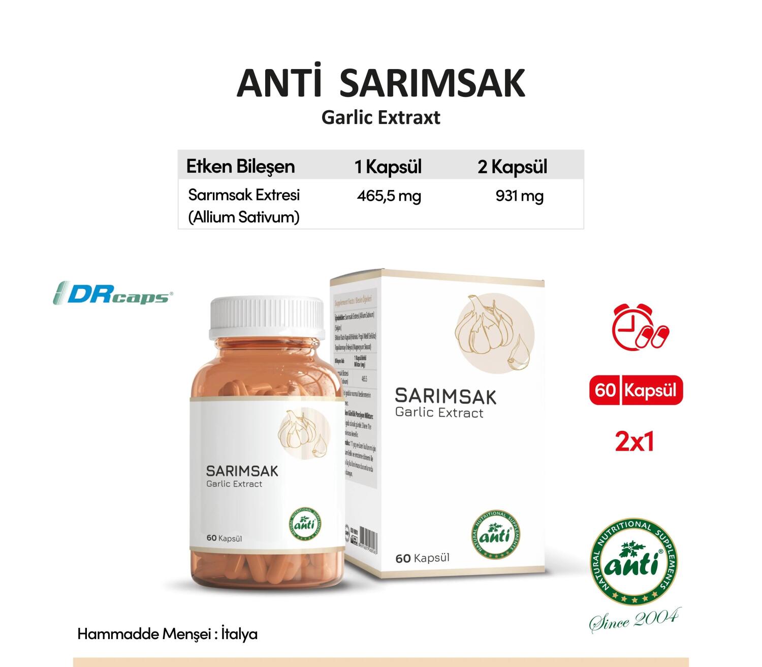 Anti Sarımsak 60 Kapsül Garlic - 2