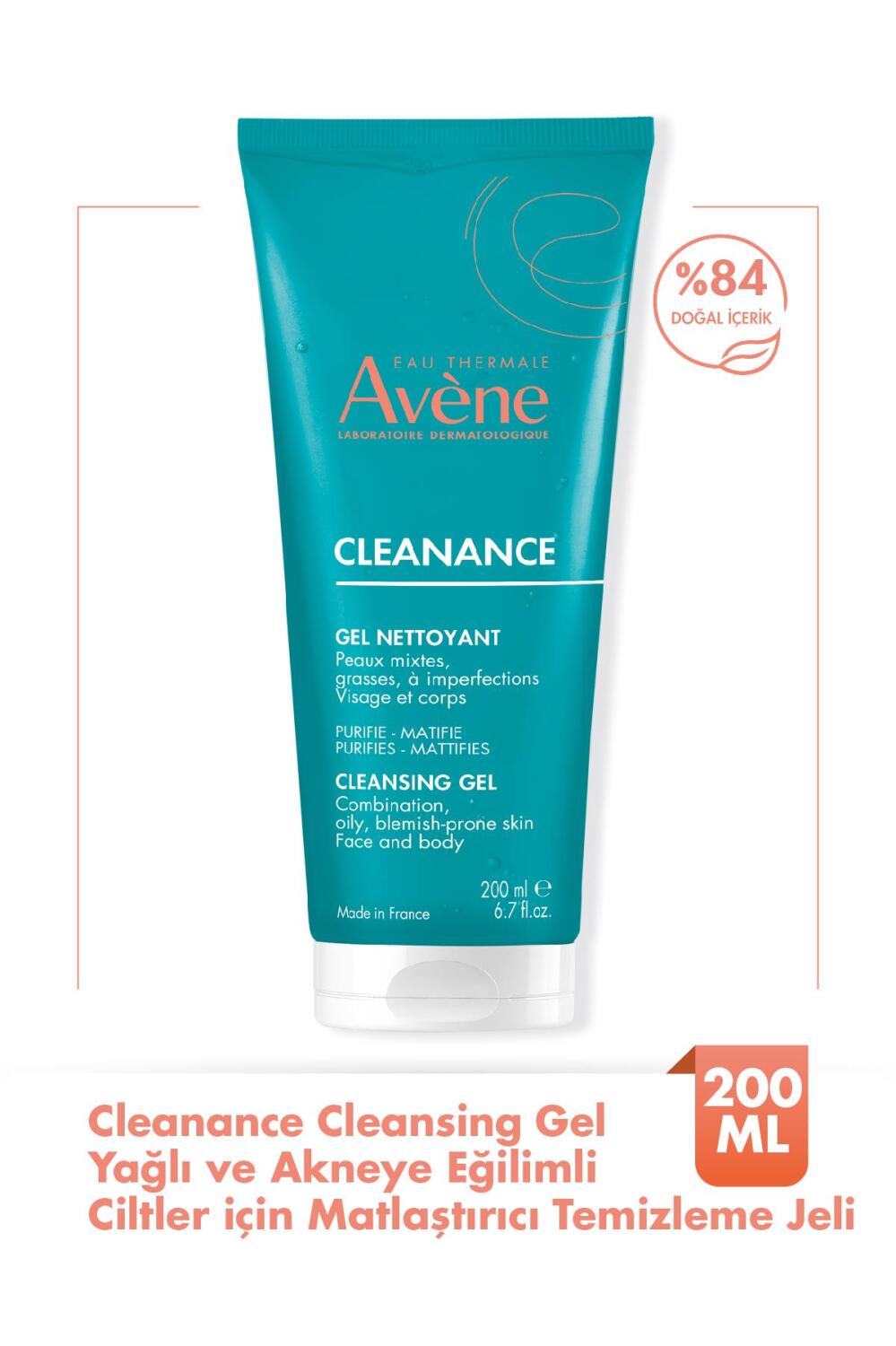 Avene Cleanance Yağlı ve Akneli Ciltler İçin Matlaştırıcı Temizleme Jeli 200 ml - 1