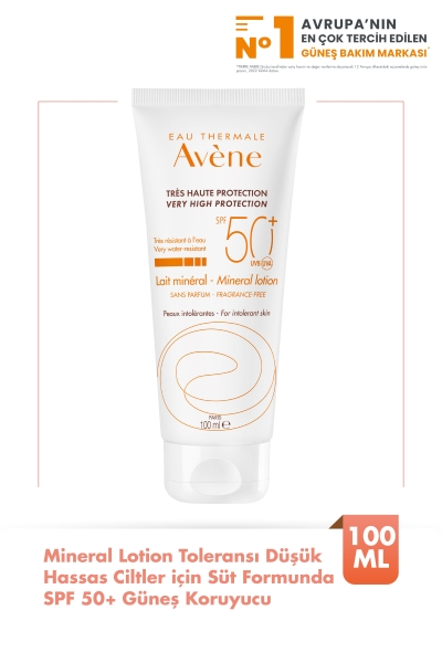 Avene Mineral Lotion Toleransı Düşük Hassas Ciltler için Süt Formunda SPF 50+ Güneş Koruyucu 100 ml - 1