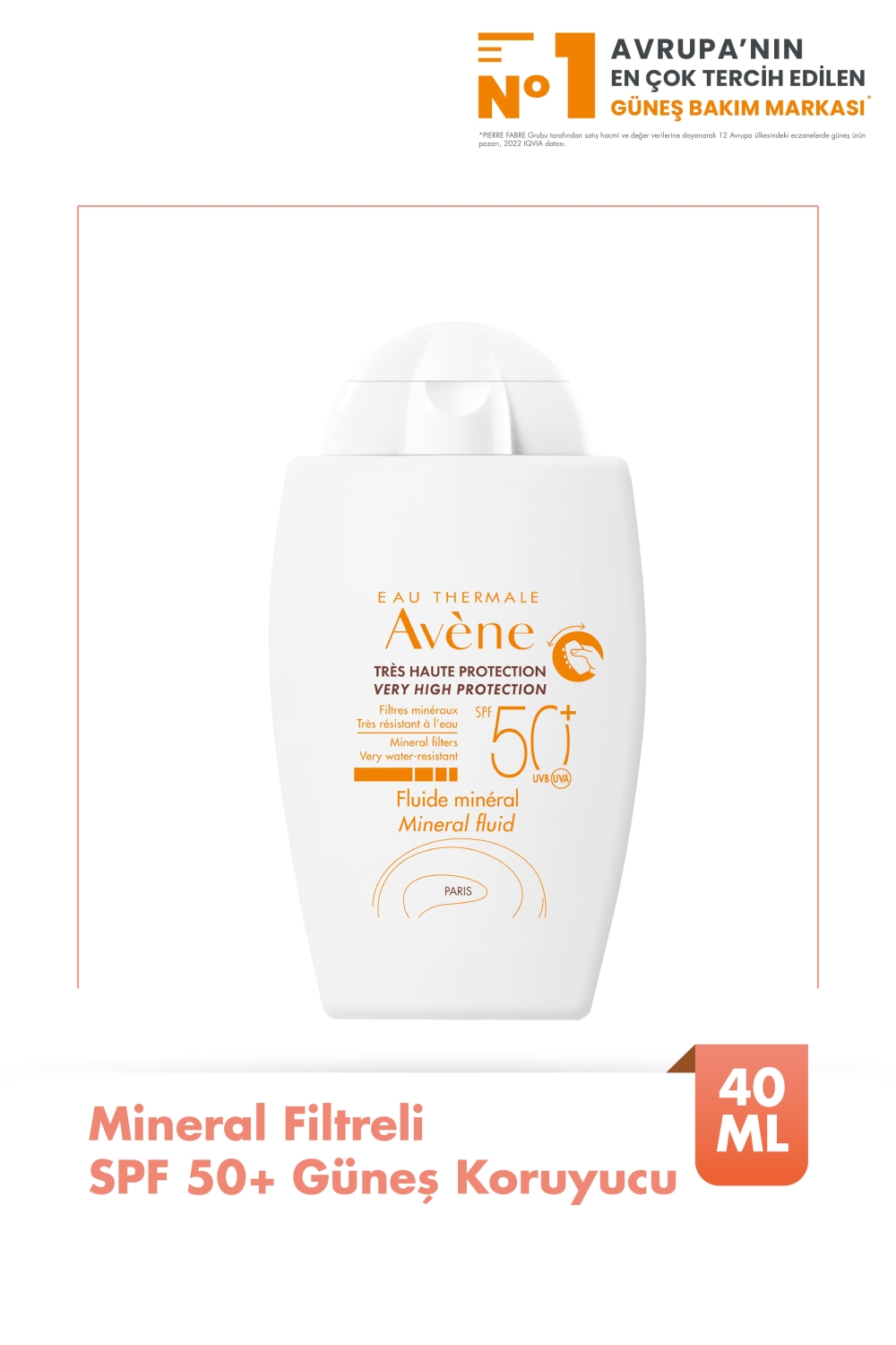 Avene Fluide Mineral Filtreli SPF 50+ Güneş Koruyucu 40 ml - 1