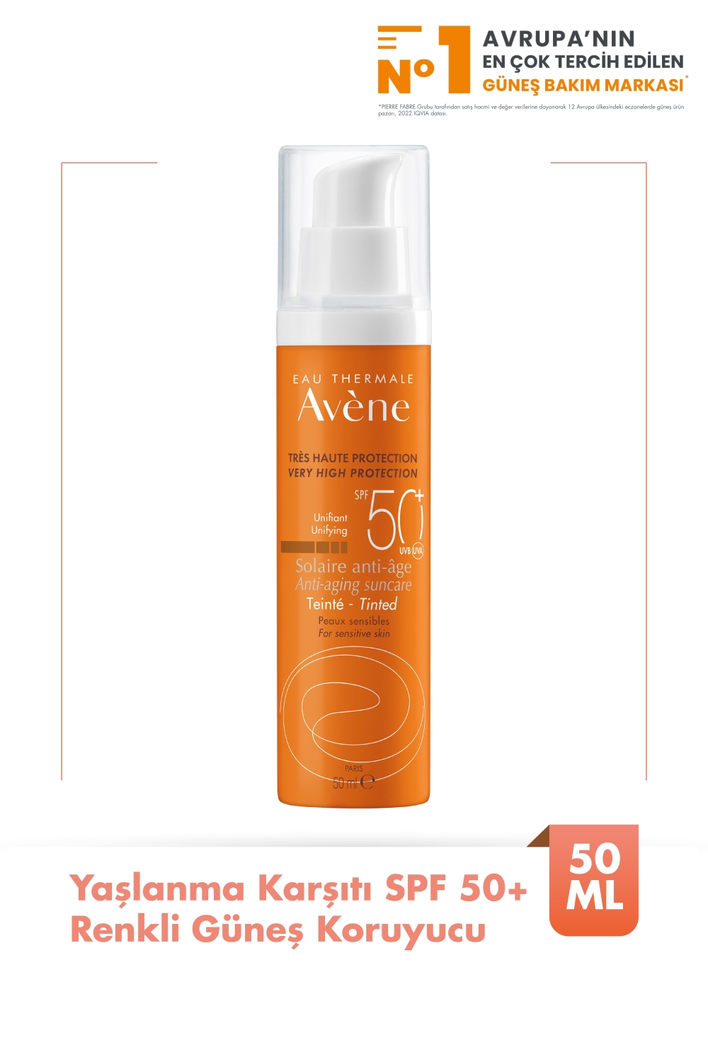 Avene Yaşlanma Karşıtı SPF 50+ Renkli Güneş Koruyucu 50 ml - 1