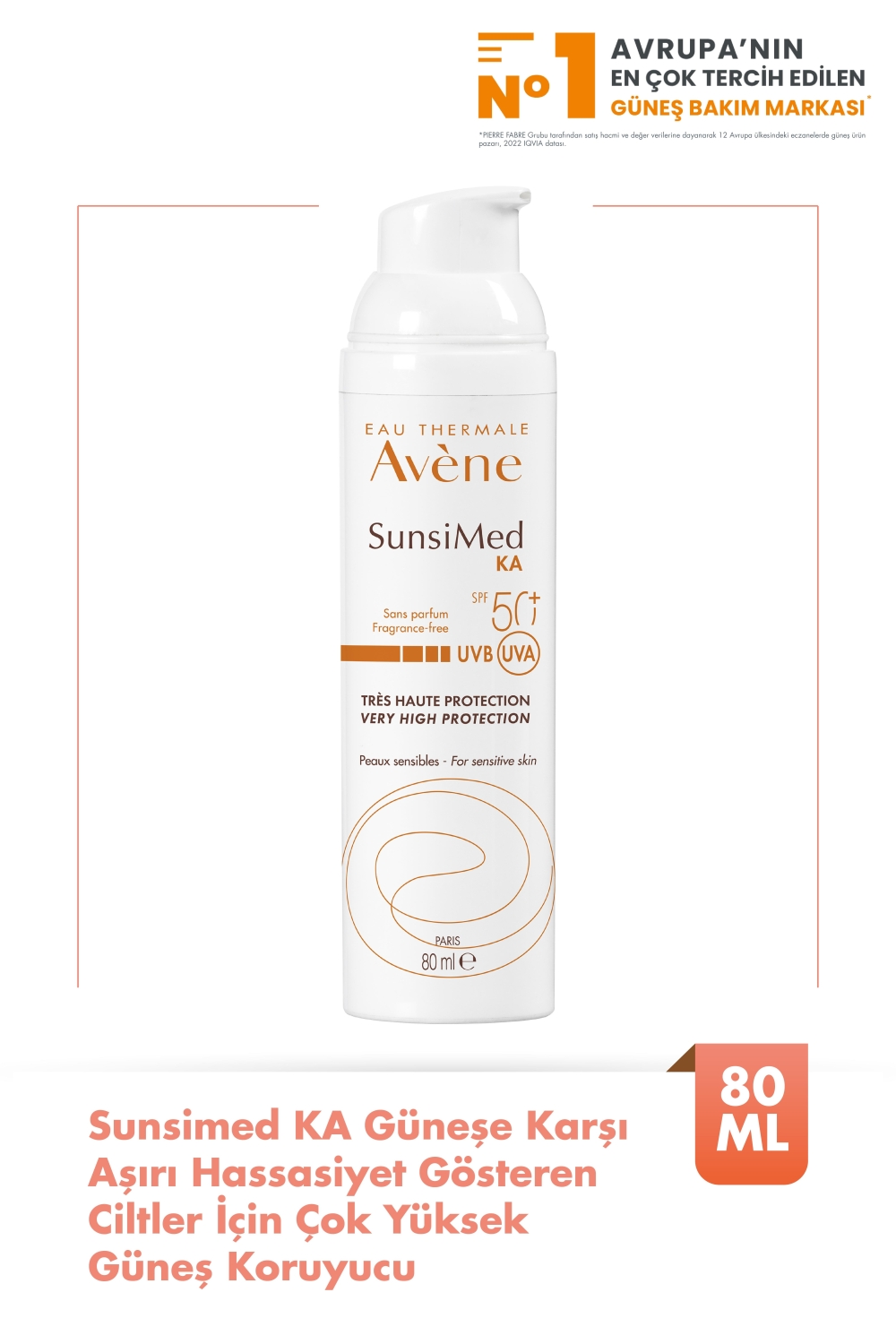 Avene SunsiMed KA Güneşe Karşı Aşırı Hassasiyet Gösteren Ciltler İçin Çok Yüksek Güneş Koruyucu 80 ml - 1