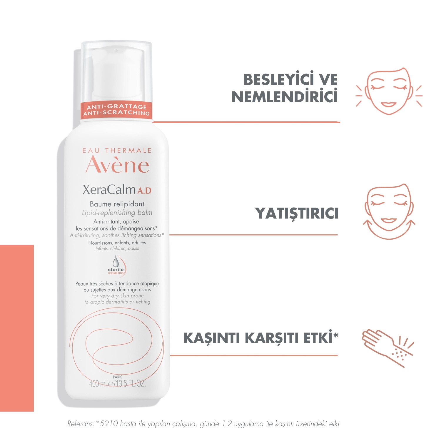 Avene XeraCalm A.D Lipid-Replenishing Atopiye Eğilimli Ciltler için Nemlendirici Balsam 400 ml - 1