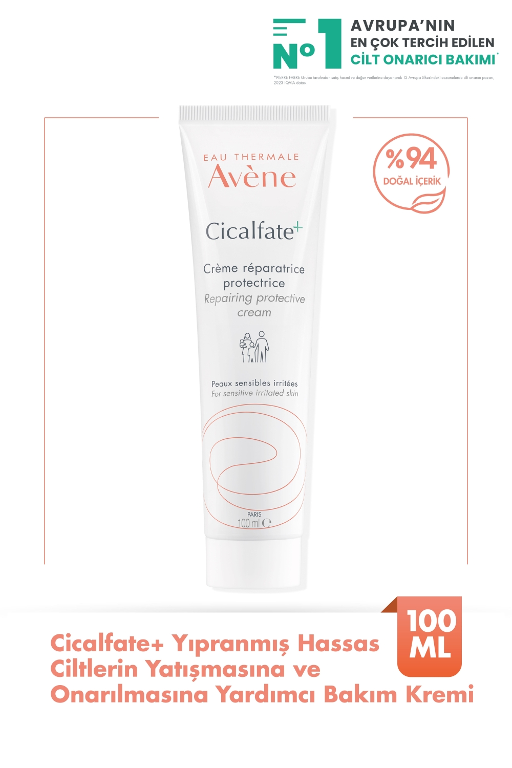 Avene Cicalfate+ Yıpranmış Hassas Ciltlerin Yatışmasına ve Onarılmasına Yardımcı Bakım Kremi 100 ml - 1