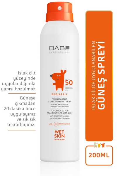 Babe Pediatric Transparent Spf 50+ 200 ml Islak Cilde Uygulanabilen Çocuk Güneş Spreyi - 2