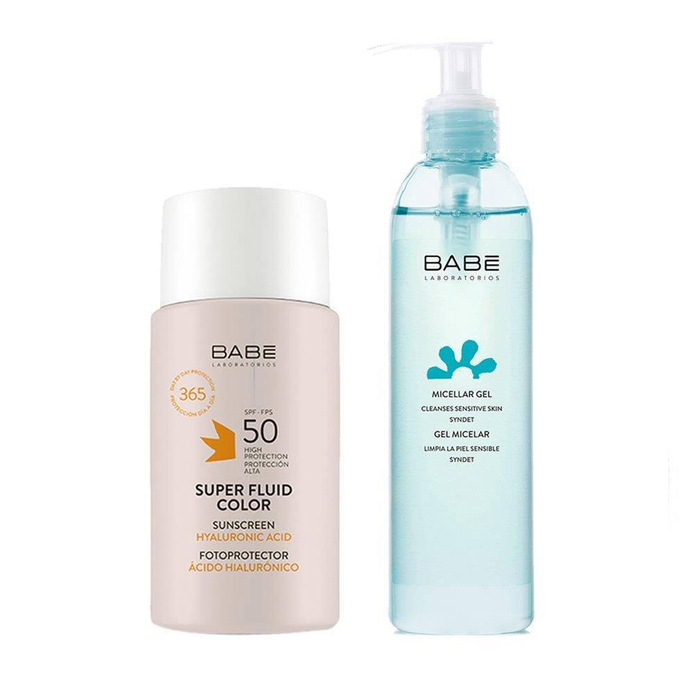 Babe Süper Etkili Spf50 Renkli Güneş Koruyucu 50 ml + 90 Ml Temizleyici Jel Hediye - 1