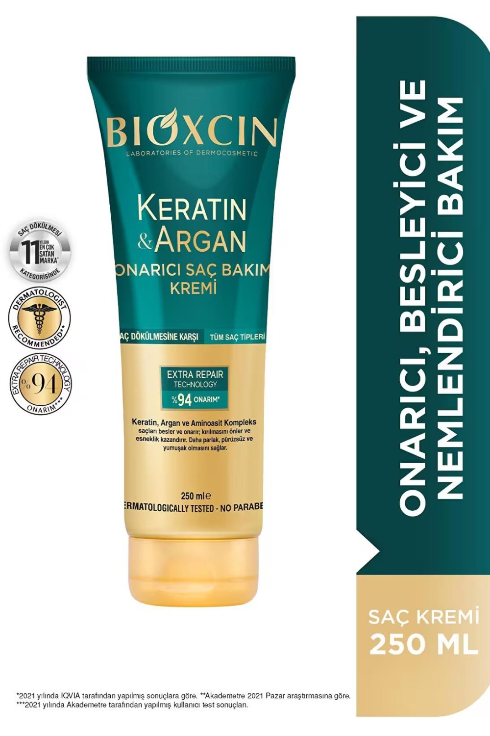 Bioxcin Keratin & Argan Onarıcı Saç Bakım Kremi 250 ml - 1