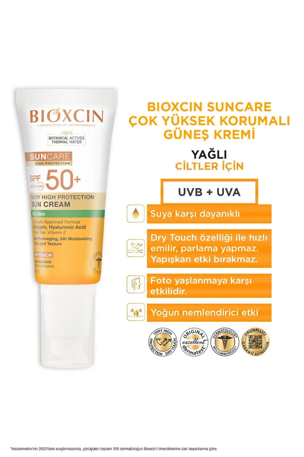 Bioxcin Spf 50+ Yağlı Ciltler İçin Güneş Kremi 50 ml + Tüm Ciltler İçin Güneş Spreyi 200 ml Set - 3