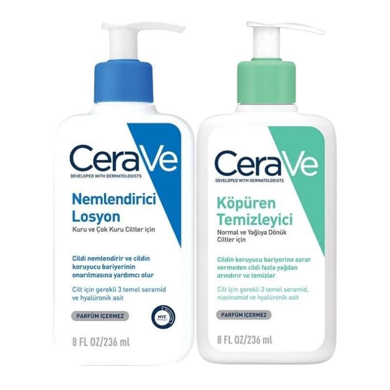 CeraVe Köpüren Temizleyici Yağlı ve Karma Cilt 236 ml +Nemlendirici Losyon 236 ml - 1