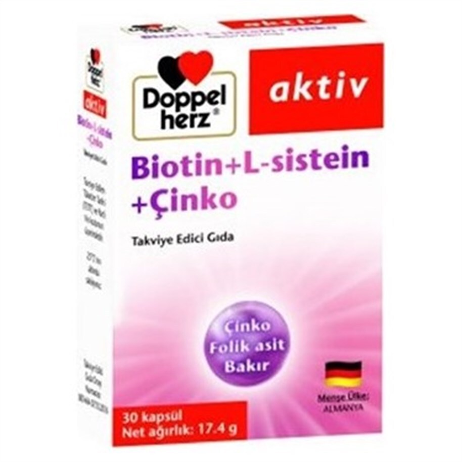 Doppelherz Aktiv Biotin + L-Sistein + Çinko 30 Kapsül - 1