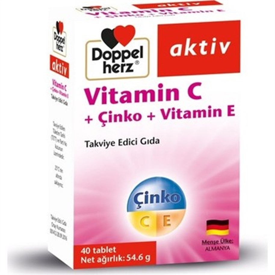 Doppelherz Aktiv Vitamin C + Çinko + Vitamin E 40 Tablet - 1