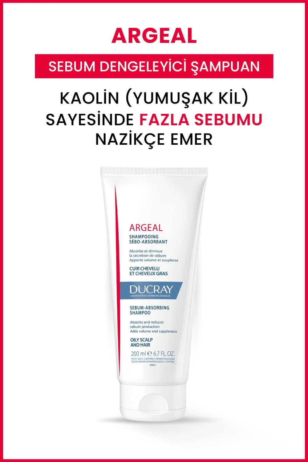 Ducray Argeal Şampuan Yağlı Saçlar İçin Şampuan 200ml - 1