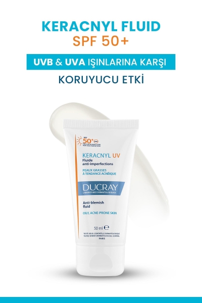 Ducray Keracnyl Fluid SPF 50+ Yağlı ve Akneye Eğilimli Ciltler İçin Güneş Koruyucu 50ml - 2