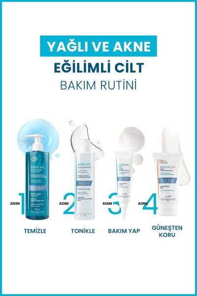 Ducray Keracnyl Jel Yağlı ve Akneye Eğilimli Ciltler İçin Temizleme Jeli 400ml - 2