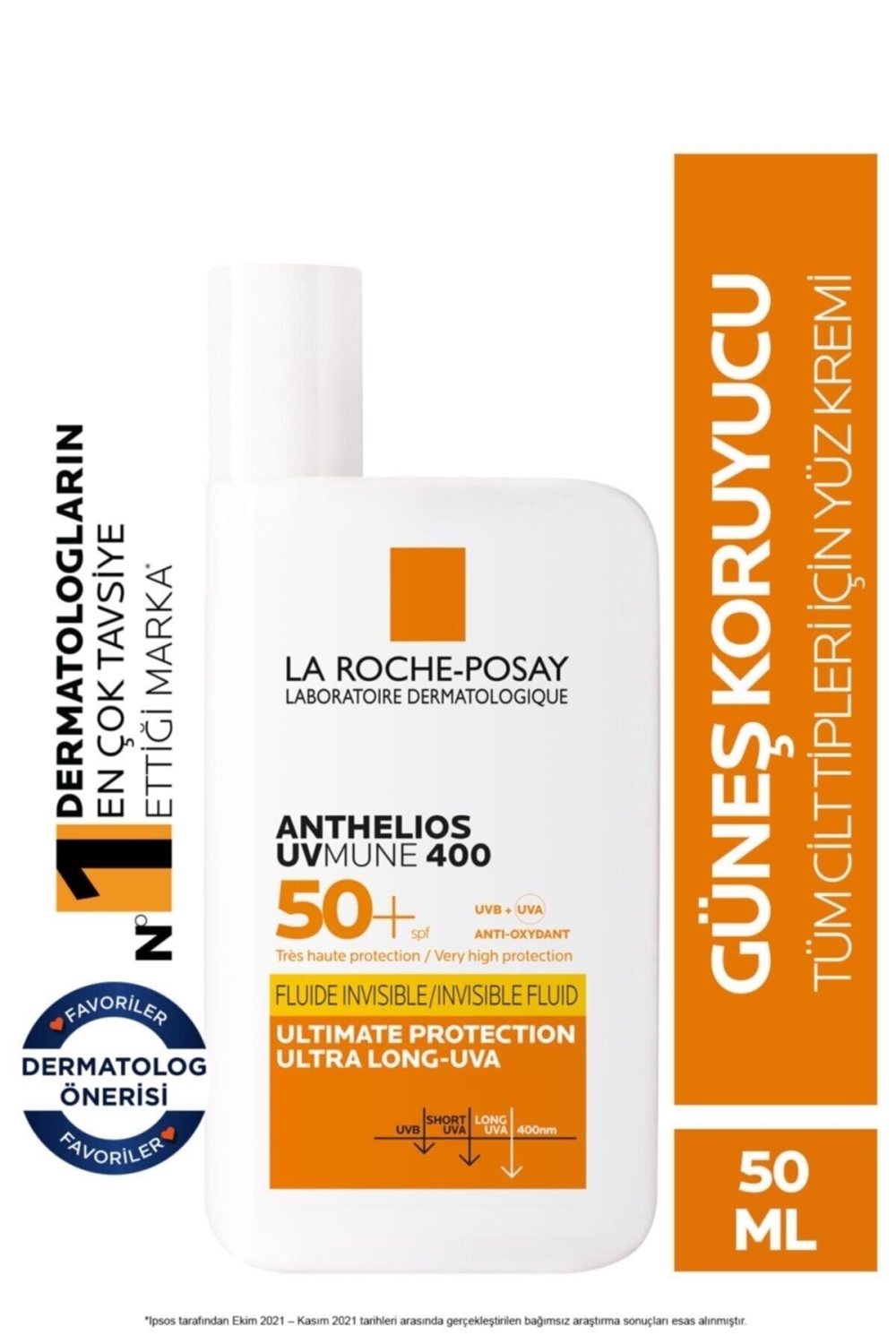 La Roche-Posay Anthelios UVmune 400 Fluid Spf 50+ 50 ml UVA Korumalı Güneş Koruyucu - 1