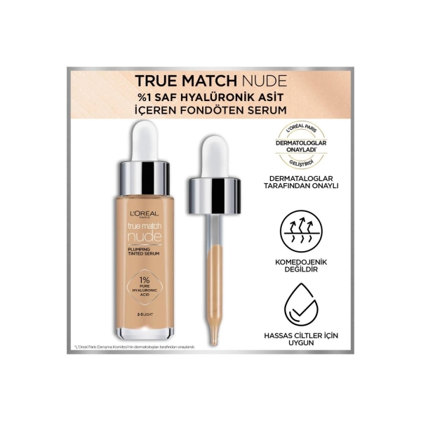 Loreal Paris True Match Nude Plumping Tinted Serum 2-3 Light - 5