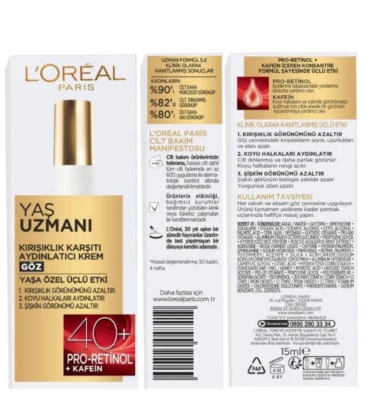 Loreal Paris Yaş Uzmanı Kırışıklık Karşıtı Aydınlatıcı Göz Kremi 15 ml - 3