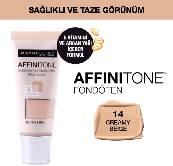 Maybelline Affınıtone Foundation 14 Creamy Beıge - 1