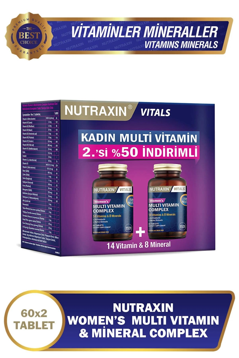 Nutraxin Womens Multi Vitamin Complex 60 Tablet - İkincisi %50 İndirimli - 1