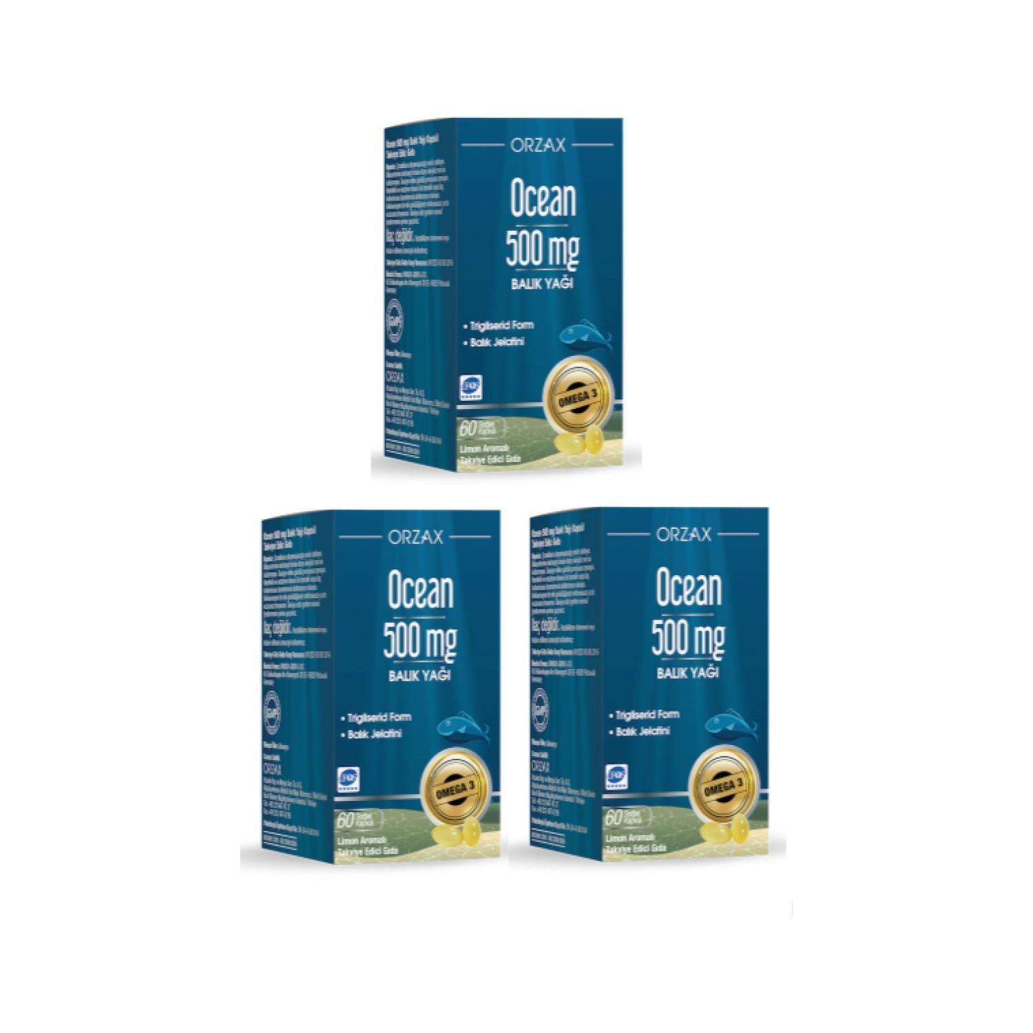 Ocean 500 mg Saf Balık Yağı 60 Kapsül 3 Adet - 1