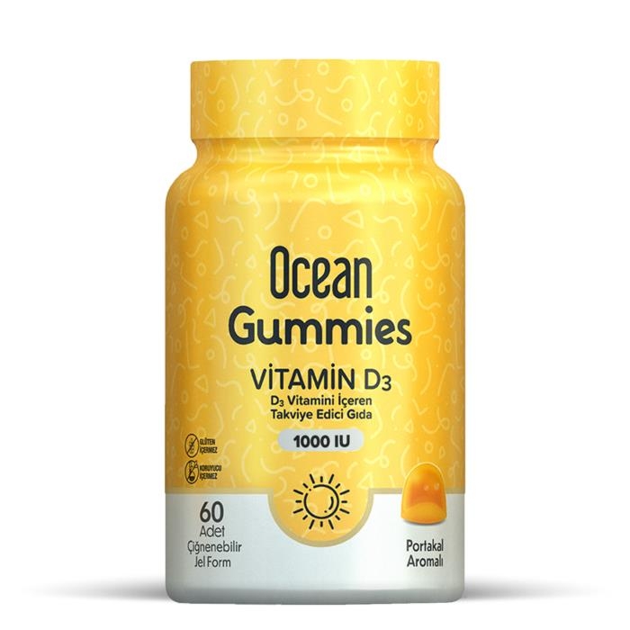  Ocean Gummies D3 Portakal Aromalı 60 Çiğnenebilir Jel form - 1