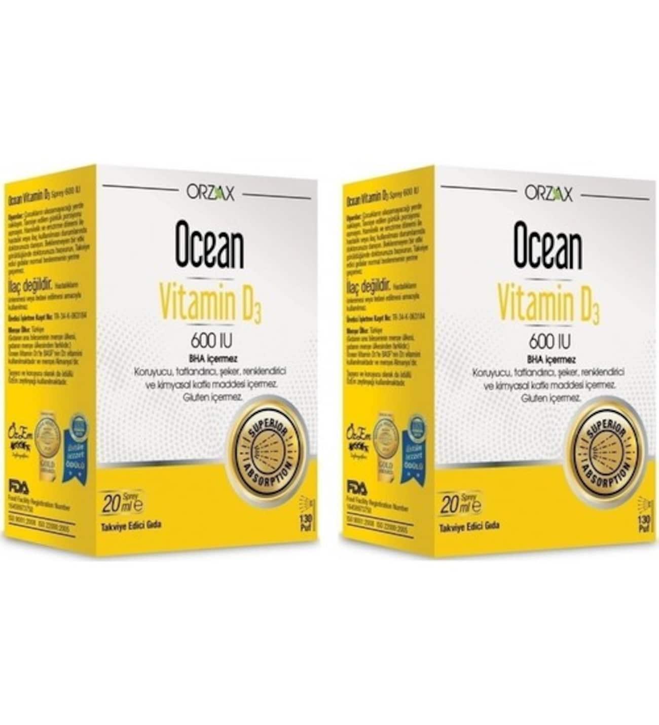 Ocean Vitamin D3 600 IU Sprey 20 ml 2 Adet - 1