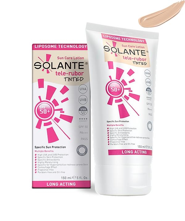 Solante Tele-Rubor Tinted Sun Care Lotion Spf 50+ 150 ml Kızarıklık Önleyici Renkli Güneş Losyonu - 1