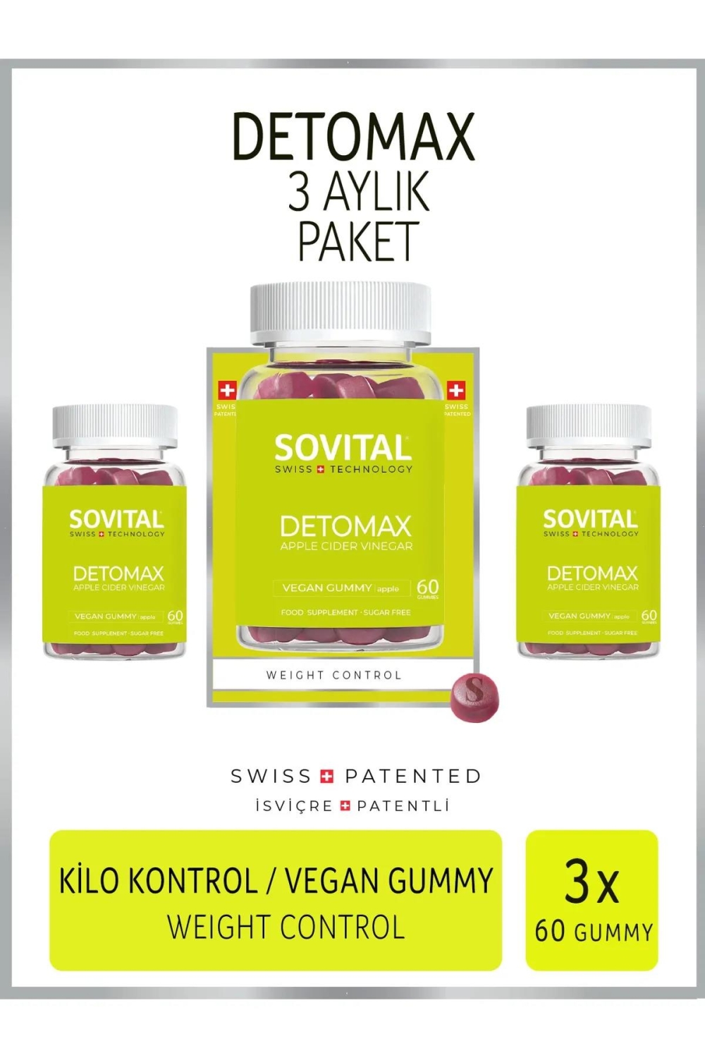 Sovital Detomax Vegan Gummy 60 Kapsül 3 Adet - 1