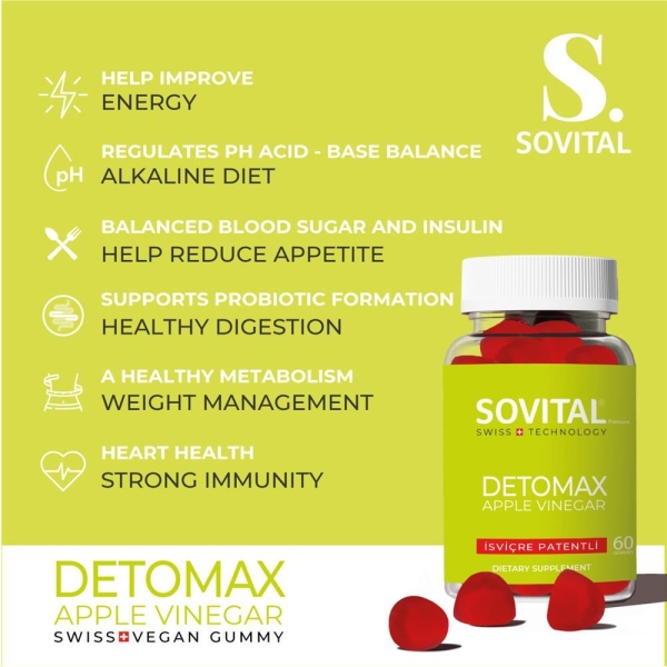 Sovital Detomax Vegan Gummy 60 Kapsül 3 Adet - 7