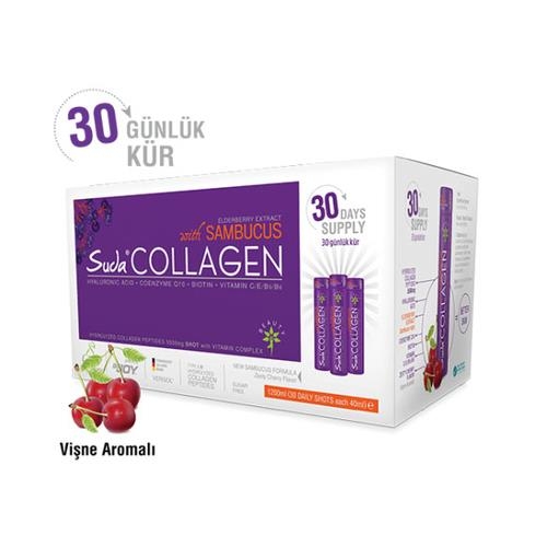 Suda Collagen Sambucus 40 ml 30 Shot Aylık Paket Vişne Aromalı - 1