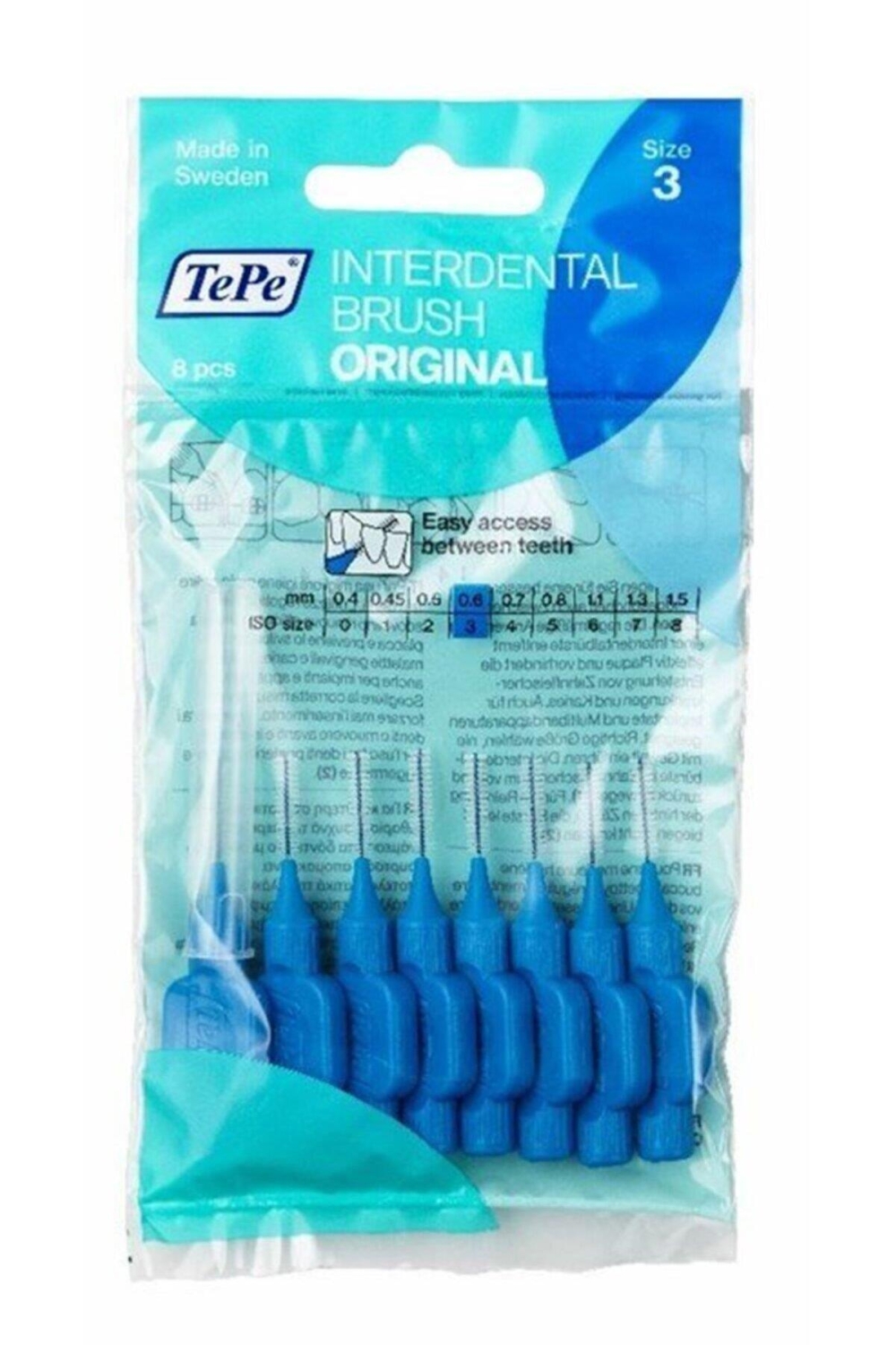 Tepe T104 Blister Ekstra Mavi 0.6 mm 8'li Arayüz Diş Fırçası - 1