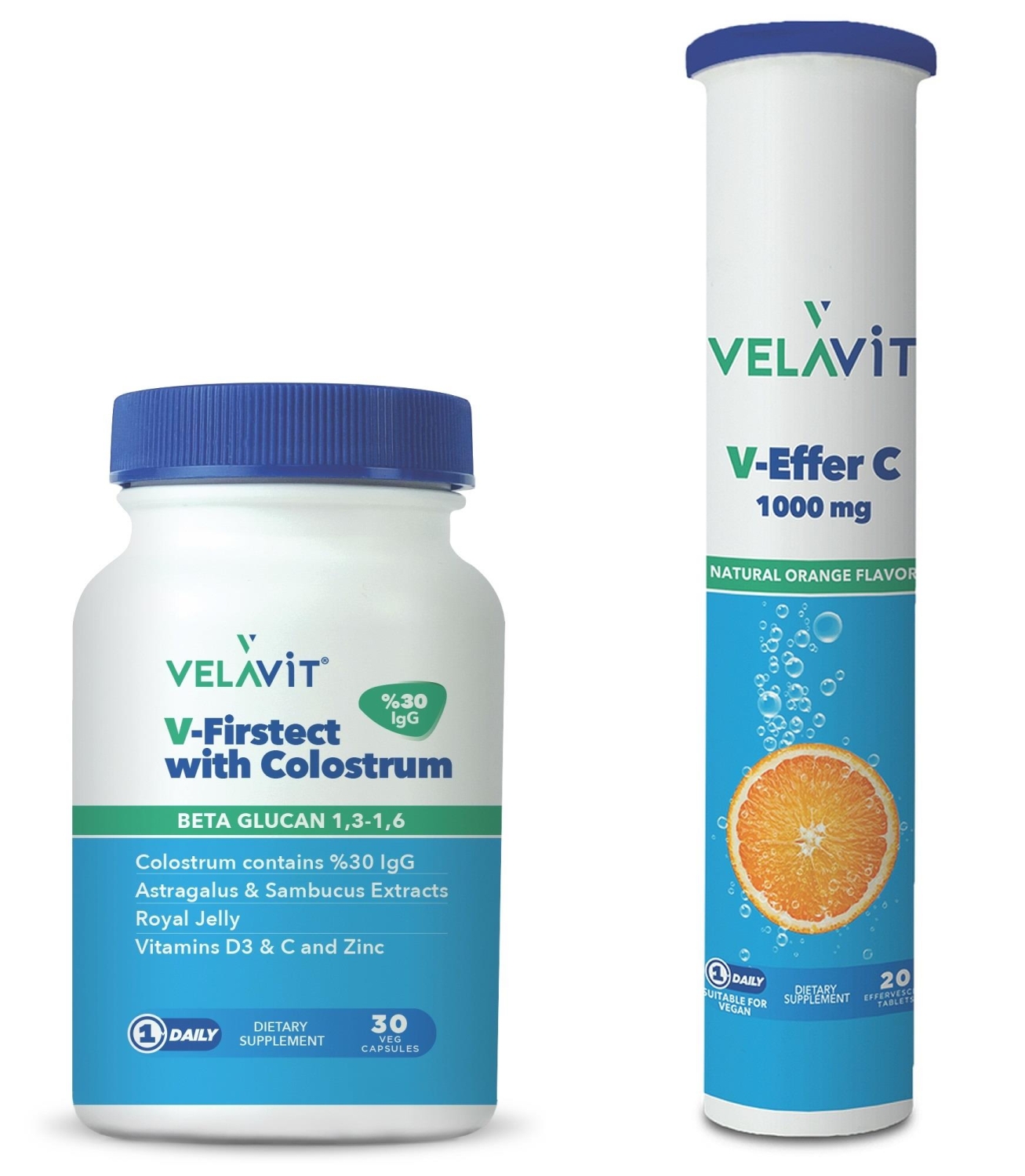 Velavit V-Firstect With Colostrum 30 Kapsül ve V-Effer C 20 Tablet Kofre - 1