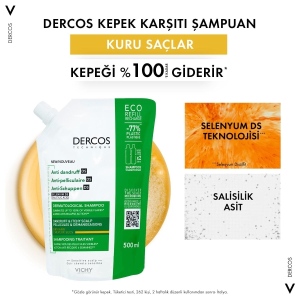 Vichy Anti Dandruff Kepek Karşıtı Şampuan Kuru 500 ml Refill - 3