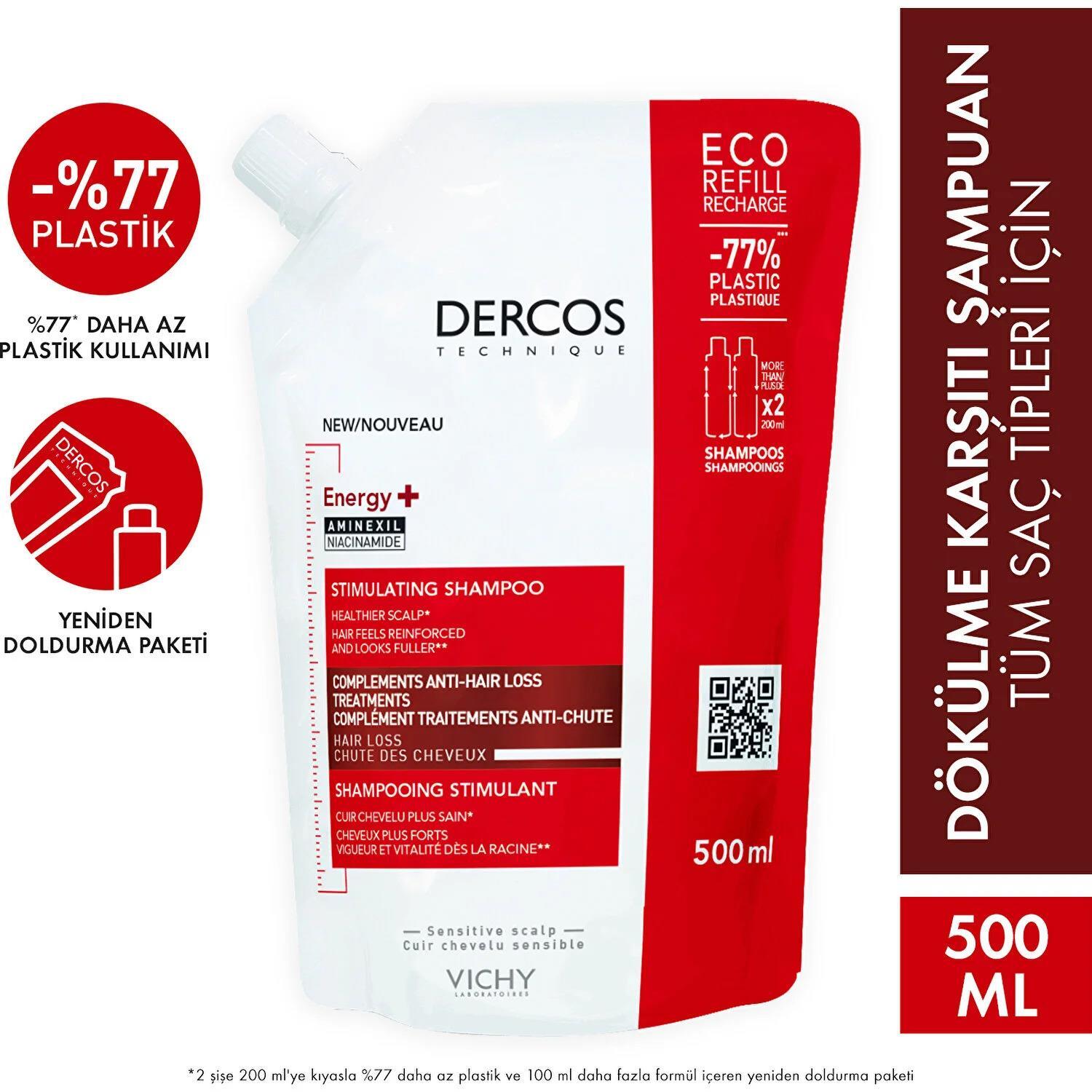 Vichy Dercos Energisant Saç Dökülmesine Karşı Şamp 500 ml - 1