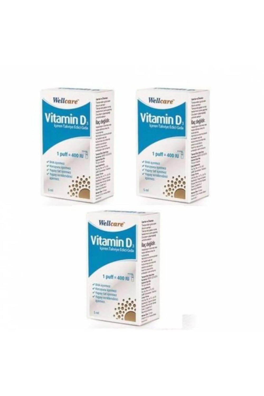 Wellcare Vitamin D3 400 IU Sprey 5 ml 3 Adet - 1