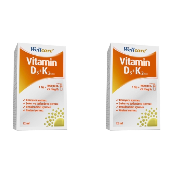 Wellcare Vitamin D3+K2 1000 IU 12 ml Sprey 2 Kutu - 1