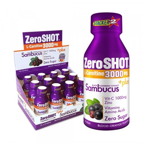 ZeroSHOT 3000 mg L-Carnitine + Plus Sambucus 12 x 60 ml - 1